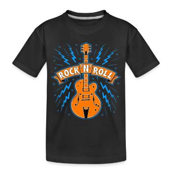Rock'N'Roll Banner with Guitar - Kids' Premium Organic T-Shirt - black - Front