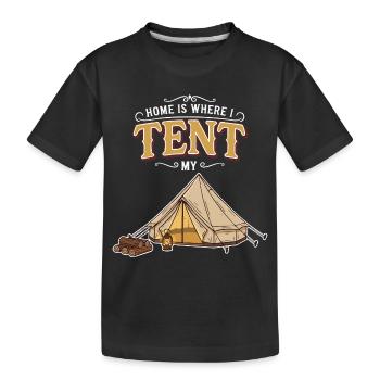 Camping Tent Humour Quote Home Is Where I Tent - Kids' Premium Organic T-Shirt - black - Front