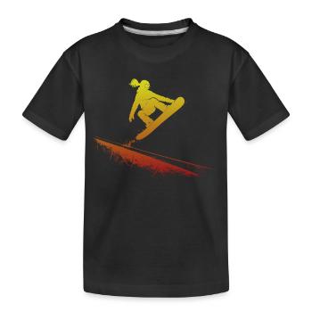 Snowboarderin Slopestyle Action Freestyle Sprung - Kinder Premium Bio T-Shirt - Schwarz - Vorne