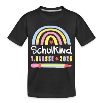 Einschulung - Schulkind 2026 - 1. Klasse - Kinder Premium Bio T-Shirt - Schwarz - Vorne