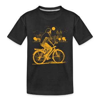 Fahrrad Alter Mann Stadt Skyline Radfahren - Kids' Premium Organic T-Shirt - black - Front