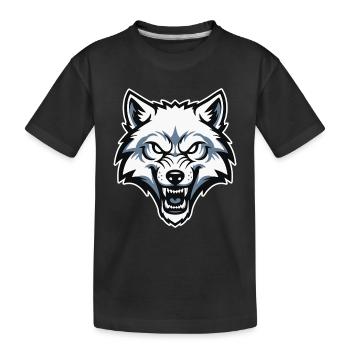 Wild Arctic White Wolf Wolf Mascot Logo - Kids' Premium Organic T-Shirt - black - Front