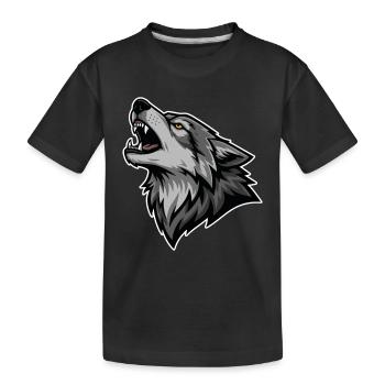 Grauer Wolf heult Wildmond-Wolf-Logo - Kinder Premium Bio T-Shirt - Schwarz - Vorne