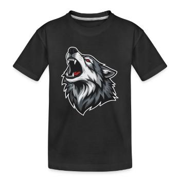 Wild Wolf Heult Rotaugen-Maskottchen Wolf Maskottchen - Kinder Premium Bio T-Shirt - Schwarz - Vorne