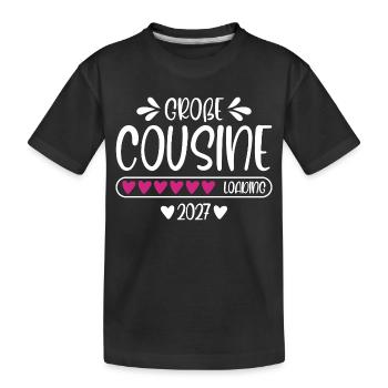Big Cousin 2027 loading heart loading bar - Kids' Premium Organic T-Shirt - black - Front