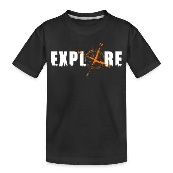 Explore Motiv mit einem Kompass - Kinder Premium Bio T-Shirt - Schwarz - Vorne