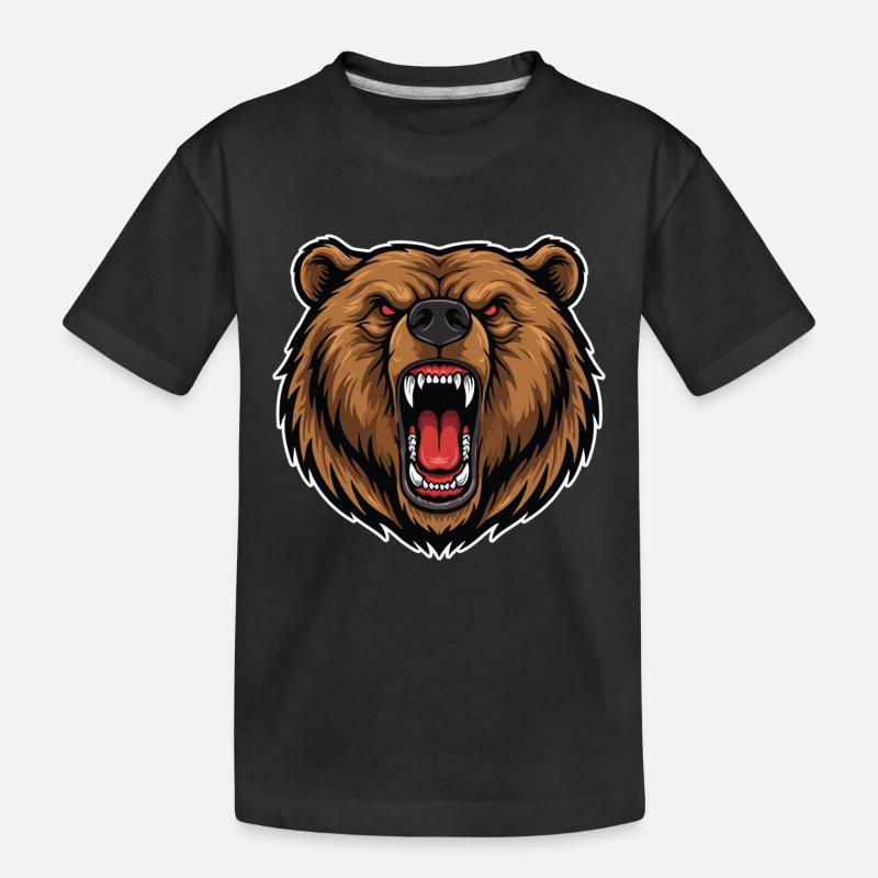 Wild Brown Bear Anger Logo Maskottchen Bär - Kinder Premium Bio T-Shirt - Schwarz