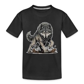 Loup Gris Sauvage Marche Mascotte Wolf Alpha - T-shirt bio Premium Enfant - noir - Devant