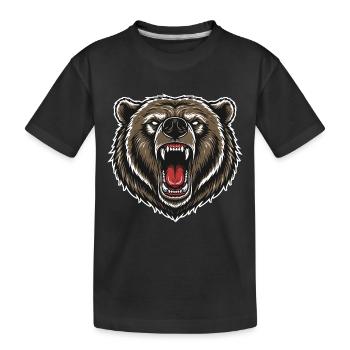 Wild Grizzly Bear Anger Logo Mascot Bear - Kids' Premium Organic T-Shirt - black - Front