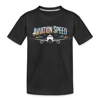 Flugdruck von Passagierflugzeugen mit Fluggeschwindigkeit - Kinder Premium Bio T-Shirt - Schwarz - Vorne
