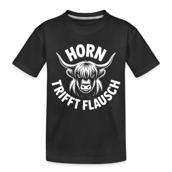 Le cor des Highlands rencontre le fluff - T-shirt bio Premium Enfant - noir - Devant