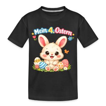 Mein 4. Ostern Baby Osterhase Mädchen Jungen - Kinder Premium Bio T-Shirt - Schwarz - Vorne