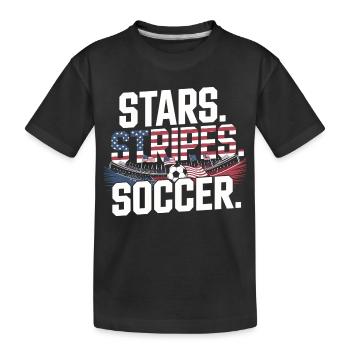 Stars Stripes Soccer – USA Fußball Fan - Kinder Premium Bio T-Shirt - Schwarz - Vorne