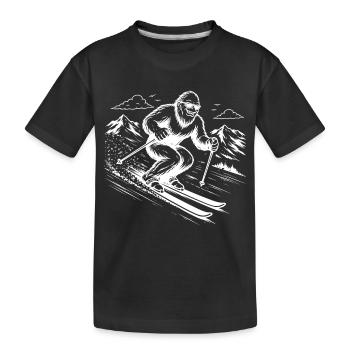 Bigfoot Sasquatch Skifahrer in den Bergen - Kinder Premium Bio T-Shirt - Schwarz - Vorne