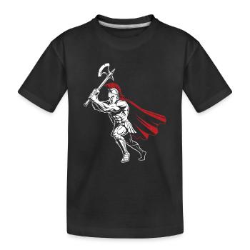 Spartan Warrior Axe Maskottchen Spartan Axeman - Kinder Premium Bio T-Shirt - Schwarz - Vorne