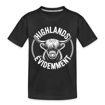 Schottische Highland-Kuh – Highland-Kuh - Kinder Premium Bio T-Shirt - Schwarz - Vorne
