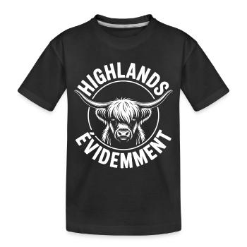 Schottische Highland-Kuh – Highland-Kuh - Kinder Premium Bio T-Shirt - Schwarz - Vorne
