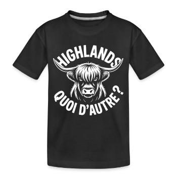 Highlands Ox Longhorn Monochrome - Kids' Premium Organic T-Shirt - black - Front