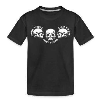 Drei Schädel – Schädel-Trio - Kinder Premium Bio T-Shirt - Schwarz - Vorne