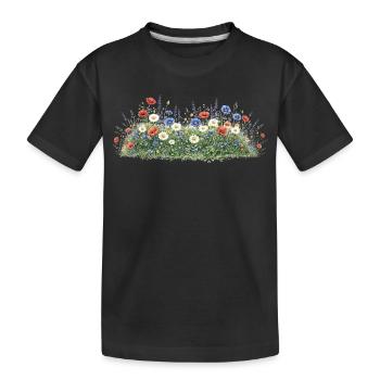 Bunte Wildblumenwiese mit Margeriten - Kinder Premium Bio T-Shirt - Schwarz - Vorne