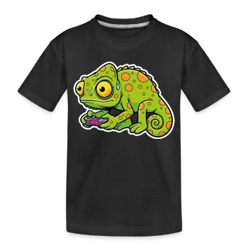 Chameleon Gamer Controller Videospiel-Maskottchen - Kinder Premium Bio T-Shirt - Schwarz - Vorne