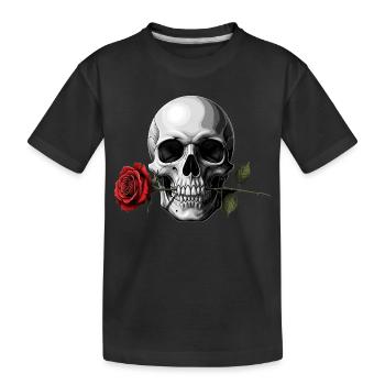 Motif de la rose de crâne pour fans de rock Tatouage gothique - T-shirt bio Premium Enfant - noir - Devant