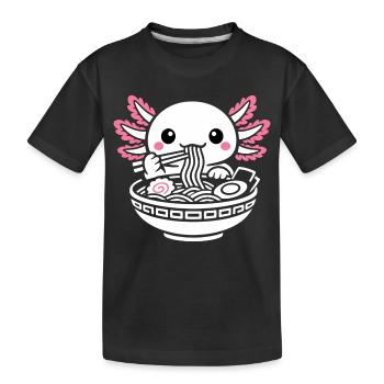 Axolotl Kawaii Ramen Essen Niedlich Geschenk - Kinder Premium Bio T-Shirt - Schwarz - Vorne