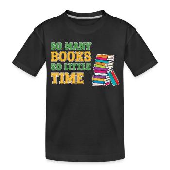 Bookworm Reading Book - Kids' Premium Organic T-Shirt - black - Front