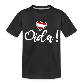 Oida! Österreich Herz I love Austria Dialekt Munda - Kinder Premium Bio T-Shirt - Schwarz - Vorne