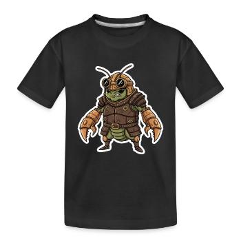 Steampunk-Krieger, gepanzerte Gottesanbeterin - Kinder Premium Bio T-Shirt - Schwarz - Vorne