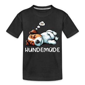 Hundemüde Jack Russel terrier Jack russel besitzer - Kinder Premium Bio T-Shirt - Schwarz - Vorne