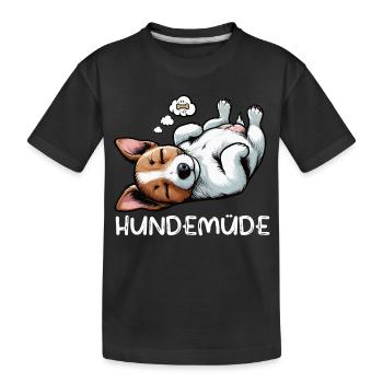 Hundemüde Jack Russel terrier Jack russel besitzer - Kinder Premium Bio T-Shirt - Schwarz - Vorne