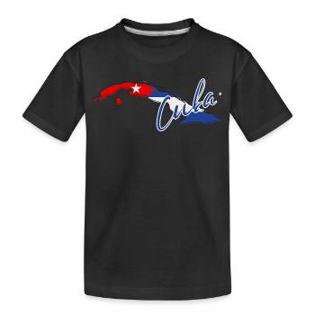 Carte avec le drapeau de Cuba, j’adore Cuba - T-shirt bio Premium Enfant - noir - Devant