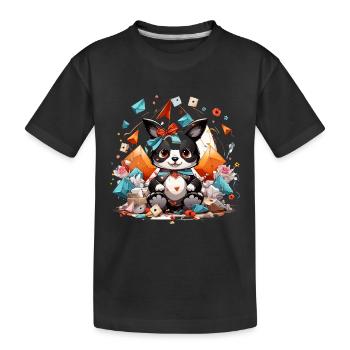 Kawaii Origami Panda im Glitzermeer - Kinder Premium Bio T-Shirt - Schwarz - Vorne