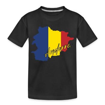 Karte mit der Flagge von Andorra, ich liebe Andorra - Kinder Premium Bio T-Shirt - Schwarz - Vorne