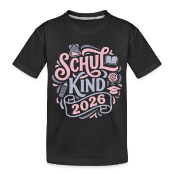 Schulkind 2026  - Kinder Premium Bio T-Shirt - Schwarz - Vorne