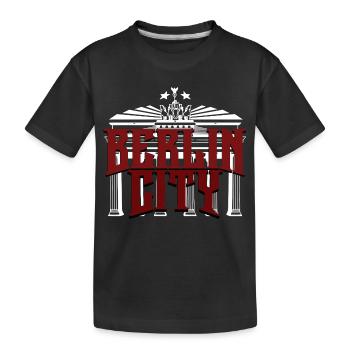 Berlin City Schriftzug mit Brandenburger tor - Kinder Premium Bio T-Shirt - Schwarz - Vorne