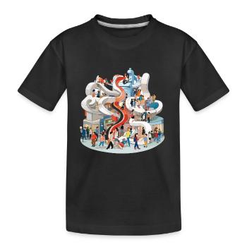 Toboggan coloré à plusieurs sticks rempli de gens - T-shirt bio Premium Enfant - noir - Devant