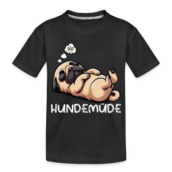 Hundemüde Mops Möpse Mopsbesitzer Mopsliebhaber  - Kinder Premium Bio T-Shirt - Schwarz - Vorne