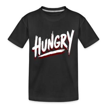 Hungry Brush Schrift – Streetwear Stil - Kinder Premium Bio T-Shirt - Schwarz - Vorne