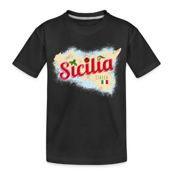 Sizilien Italien Vintage Insel Souvenir mit Fahne - Kinder Premium Bio T-Shirt - Schwarz - Vorne