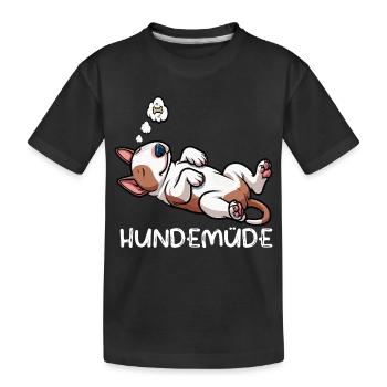 Hundemüde Miniatur Bullterrier Bully Bullterrier - Kinder Premium Bio T-Shirt - Schwarz - Vorne