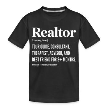 Définition Humour Agent Immobilier - Realtor - T-shirt bio Premium Enfant - noir - Devant