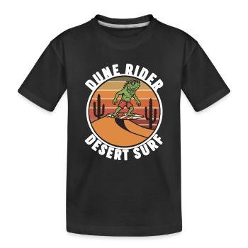 Leguan-Wüsten-Surf-Dünen-Reiter Retro - Kinder Premium Bio T-Shirt - Schwarz - Vorne