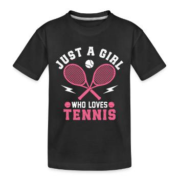 Juste une fille qui aime le tennis - T-shirt bio Premium Enfant - noir - Devant
