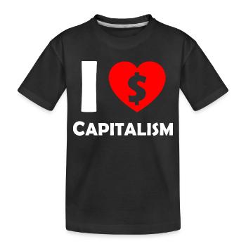 Ich liebe Kapitalismus Herz Dollar - Kinder Premium Bio T-Shirt - Schwarz - Vorne