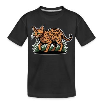 Chat Bengal Tacheté Maraude Forêt Vintage - T-shirt bio Premium Enfant - noir - Devant