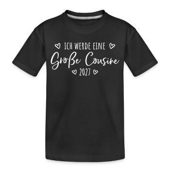 Ich werde eine Große Cousine 2027 - Kinder Premium Bio T-Shirt - Schwarz - Vorne