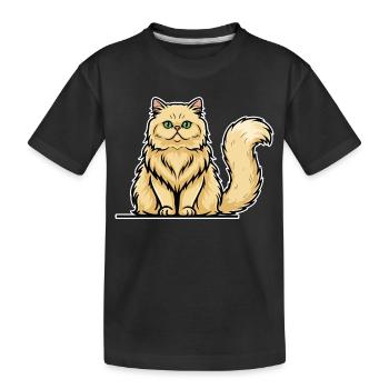 Cremefarbene Perserkatze Langhaariges Vintage-Porträt - Kinder Premium Bio T-Shirt - Schwarz - Vorne