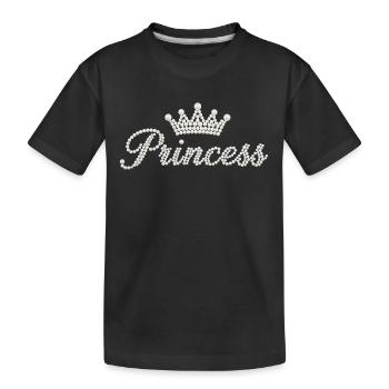 Prinzessin Perlen Krone Schriftzug Princess - Kinder Premium Bio T-Shirt - Schwarz - Vorne